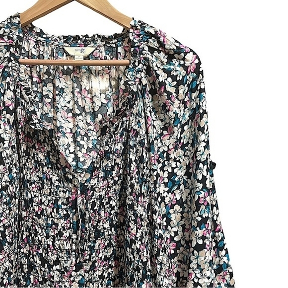 NWT Terra & Sky Plus Size Micro Floral Smocked Midi Dress Size 4X Button Down - Picture 5 of 8